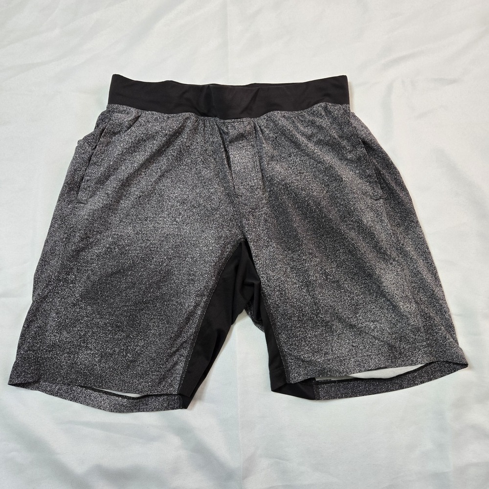 Lululemon THE Short 9" Gray Space Dye Black Waistband Lined Men's Medium Workout
